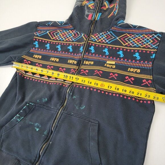 Vtg Y2K Avirex Full Zip Distressed Hoodie Skull Facemask Sweatshirt Mens Sz XL - Picture 5 of 11